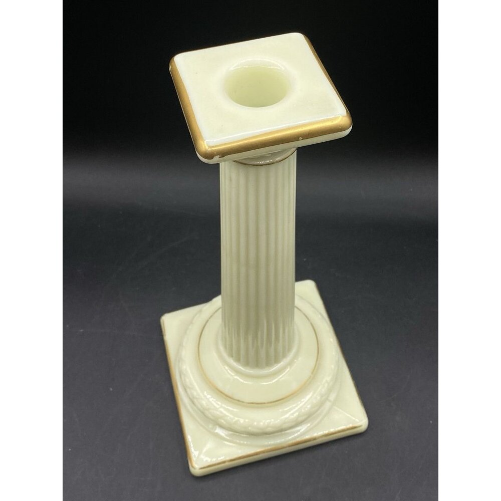 Cambridge Glass 9.5" Doric Column Candlestick Ivory Uranium Glows No. 65 Single - Picture 13 of 16
